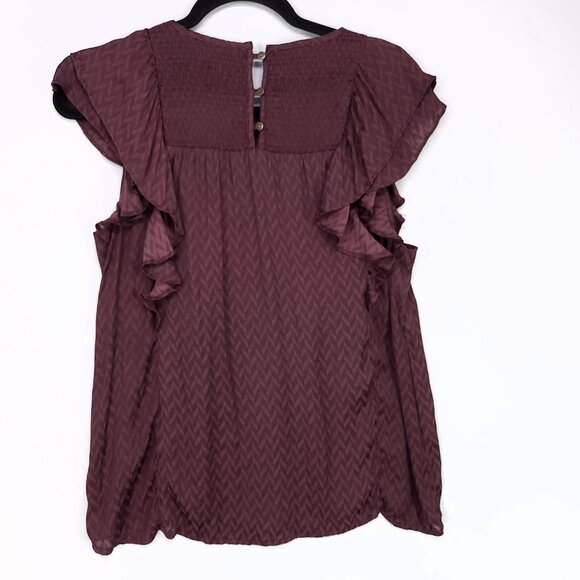 Anthropologie Meadow Rue Blouse Women Size 10 Ruffle Texture Top Romantic Modern - Picture 2 of 12